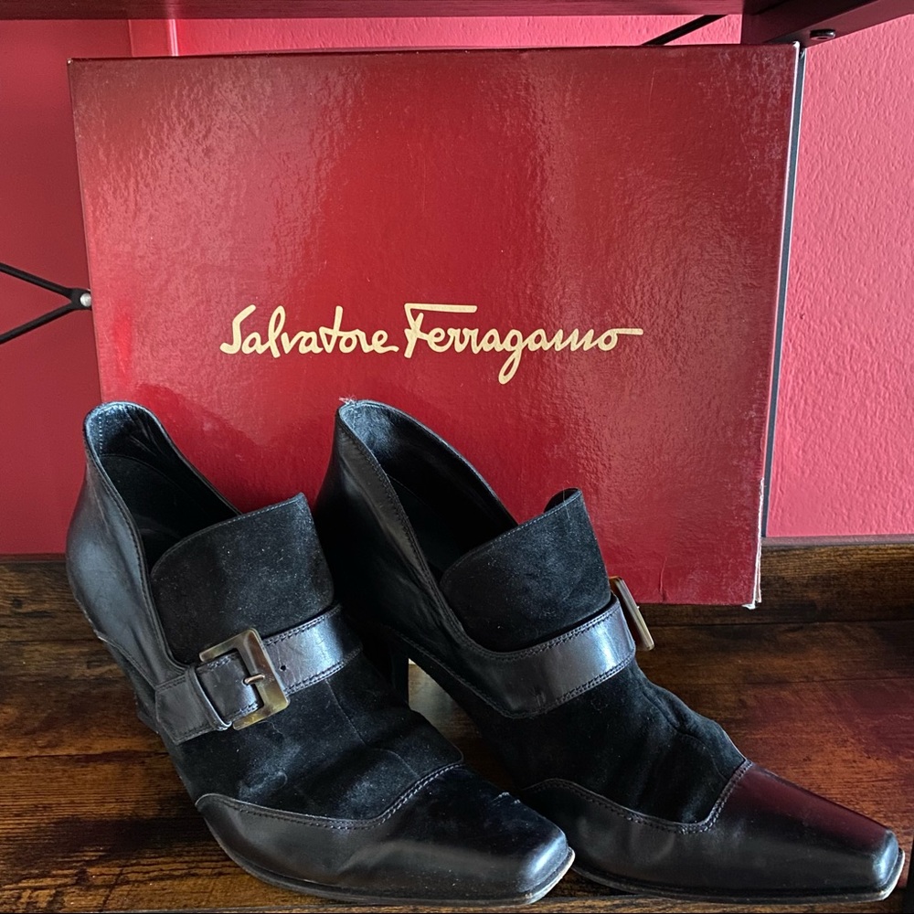 Salvatore Ferragamo Marla Women’s Suede/Leather Ankle Booties - Size 9